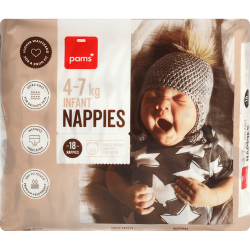 Pams Nappies 4-7kg Infant