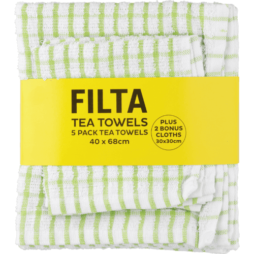 Filta Green Tea Towels Plus 2 Dish Cloths 7 pack