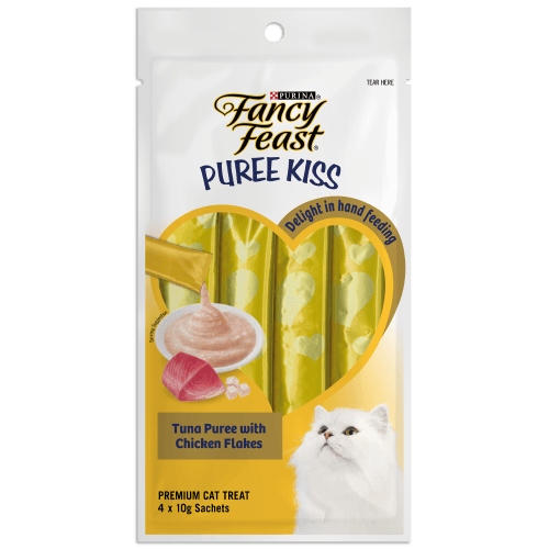 Purina Fancy Feast Puree Kiss Tuna Puree with Chicken Flakes Cat Treats