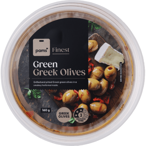 Pams Finest Grilled Pitted Green Olives 160 g
