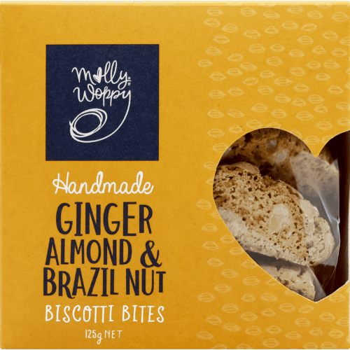 Molly Woppy Handmade Ginger Almond & Brazil Nut Biscotti Bites