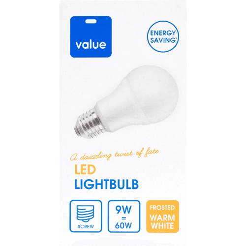 Value LED 9W Frosted Warm White Screw Bulb