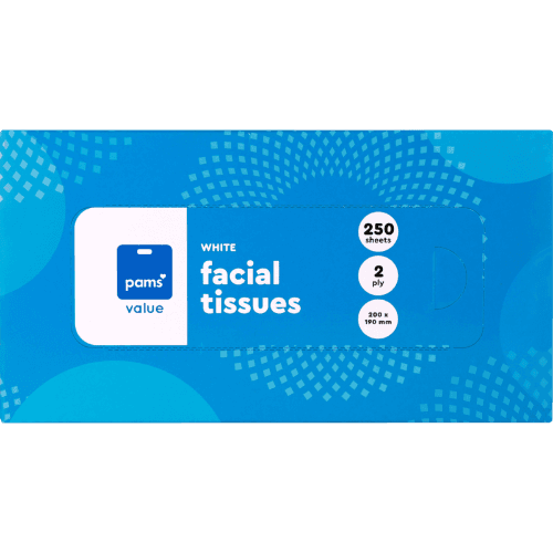 Value White 2 Ply Facial Tissues 250 pack