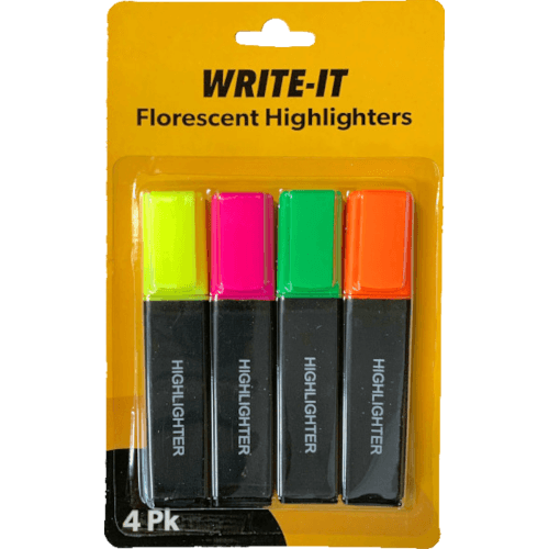 Write It Florescent Highlighters 4 pack