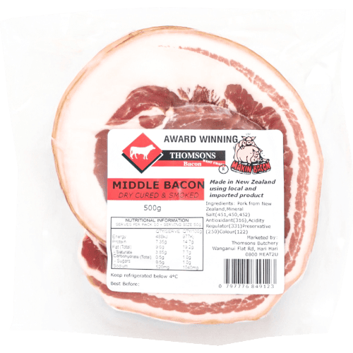Thomson West Coast Bacon Dry Cure & Smoked Middle Bacon