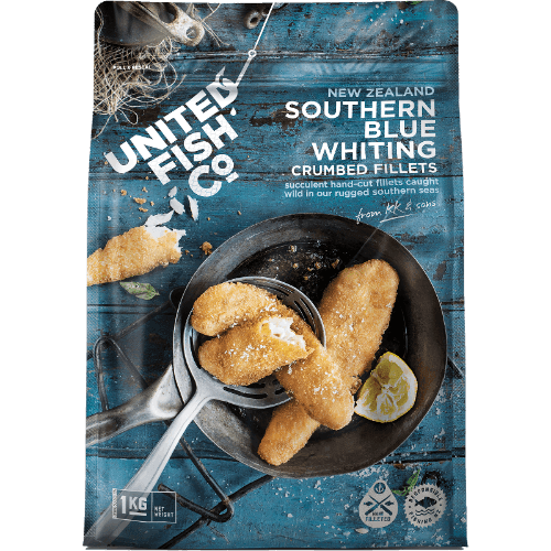 United Fish Co New Zealand Southern Blue Whiting Crumbed Fillets 1 kg