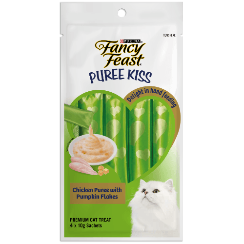 Purina Fancy Feast Puree Kiss Chicken with Puree Pumpkin Flakes Cat Treats