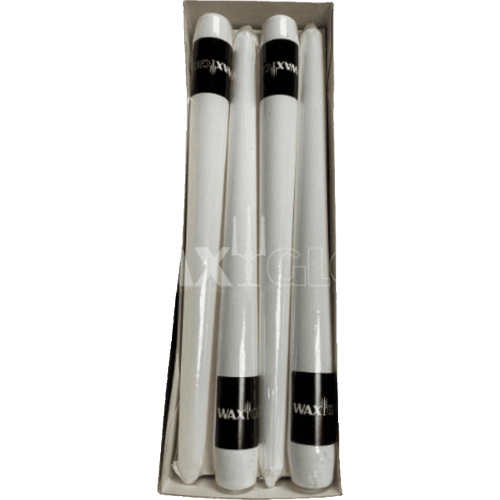 Waxglo White Wrapped 250mm Taper Candle