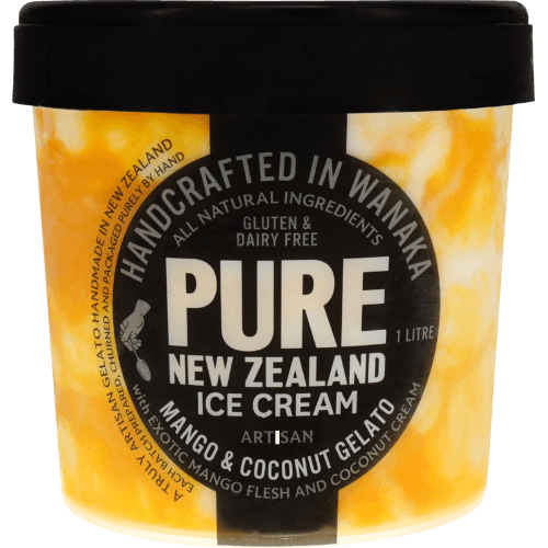 Pure New Zealand Ice Cream Gluten & Dairy Free Artisan Mango & Coconut Gelato