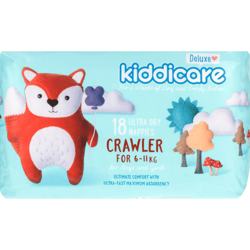 Kiddicare Ultra Dry Nappies Boys & Girls 6-11 kg Crawler 18 pack