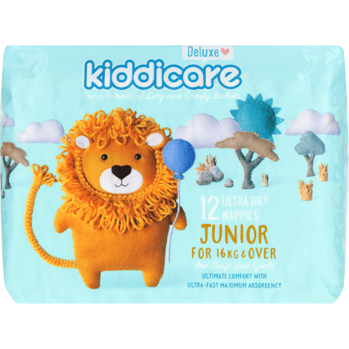 Kiddicare Ultra Dry Nappies Boys & Girls 16 kg+ Junior 12 pack