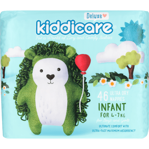 Kiddicare Deluxe Ultra Dry Nappies Boys & Girls 4-7 kg Infant 46 pack