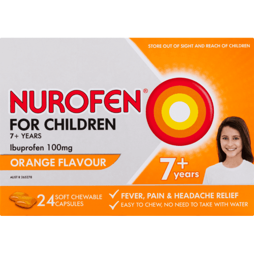 Nurofen For Children Ibuprofen 7+ Years Orange Chewable Capsules