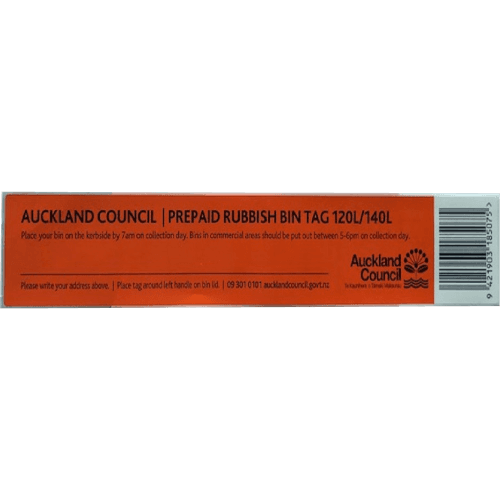 Auckland Council Prepaid Bin Tags 120/140 L