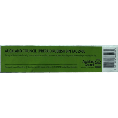 Auckland Council Prepaid Bin Tags 240 L
