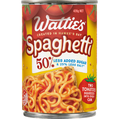 Wattie's Spaghetti 50% Less Added Sugar