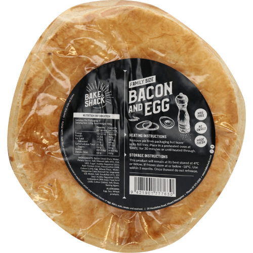 Bake Shack Family Size Bacon And Egg Pie