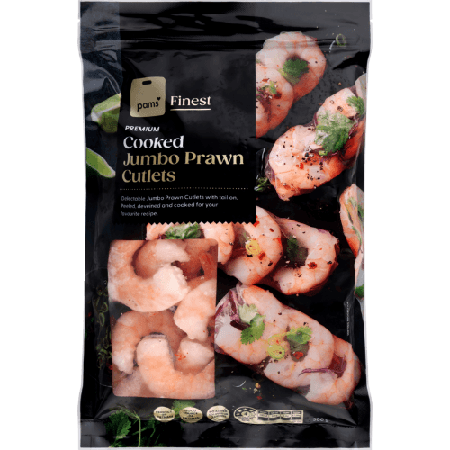Pams Finest Premium Cooked Jumbo Prawn Cutlets