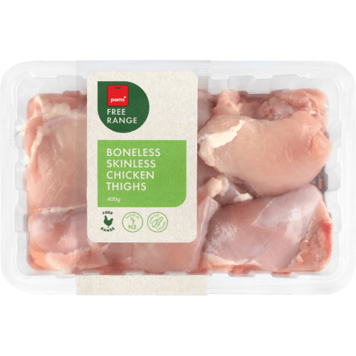 Pams Free Range Boneless Skinless Chicken Thighs