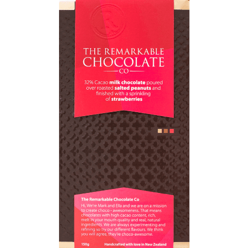 The Remarkable Chocolate Co 32% Cacao Salted Peanuts Strawberry Milk Chocolate Block