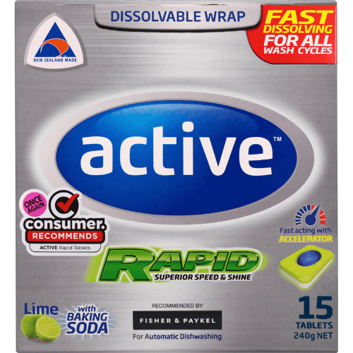 Active Lime With Baking Soda Rapid Superior Speed & Shine Tablets 15 pack