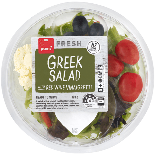 Pams Fresh Greek Salad With Red Wine Viniagrette 120 g