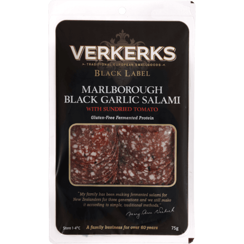 Verkerks Marlborough Black Garlic Salami With Sundried Tomato