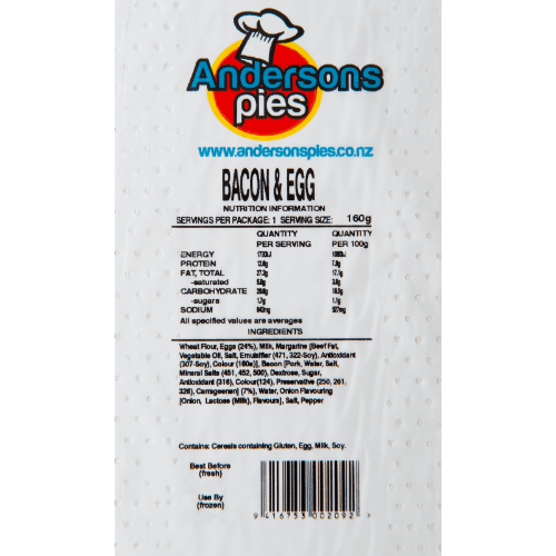 Andersons Pies Bacon & Egg Pie 160 g
