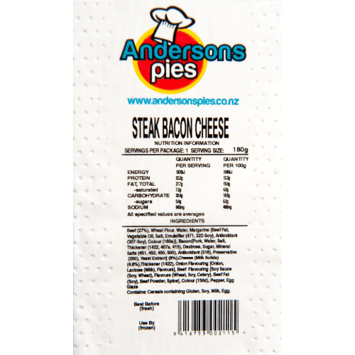 Andersons Pies Steak Bacon & Cheese Pie 180 g