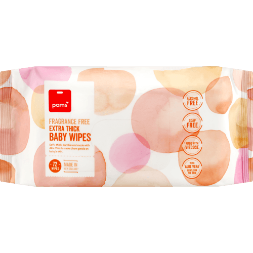 Pams Extra Thick Fragrance Free Baby Wipes 72 pack