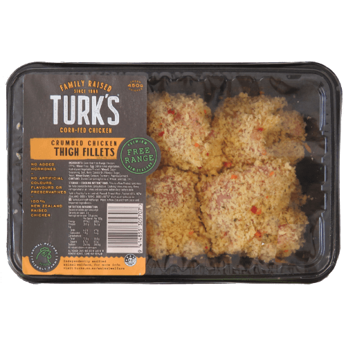 Turk's Free Range Crumbed Chicken Thigh Fillets 450 g