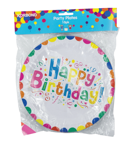 Korbond Happy Birthday Party Plates 10 pack