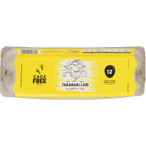 Taranaki Laid Cage Free Eggs 12 pack
