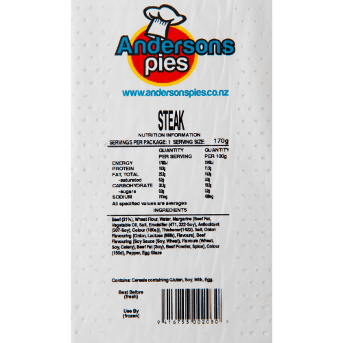 Andersons Pies Steak Pie 170 g