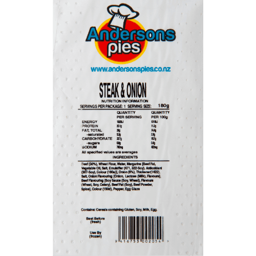 Andersons Pies Steak & Onion Pie