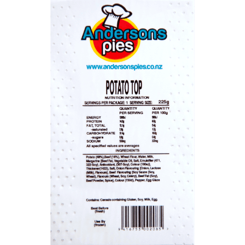 Andersons Pies Potato Top Pie 225 g