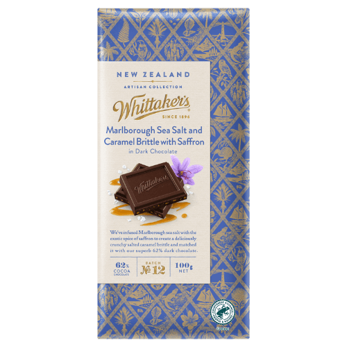Whittaker's Marlborough Sea Salt & Caramel Brittle With Saffron Chocolate Block