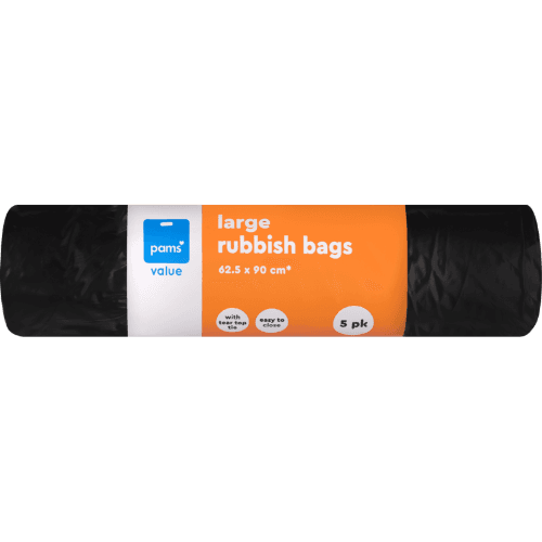 Pams Value Large Rubbish Bags With Tie Tops