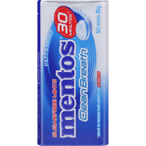 Mentos Clean Breath Peppermint Sugarfree Mints