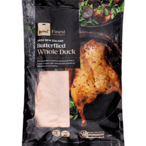 Pams Finest Fresh New Zealand Butterflied Whole Duck