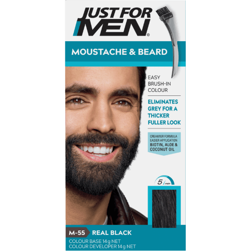 Just For Men Moustache & Beard Real Black Brush In Colour Gel