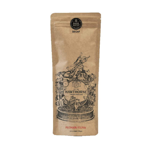 Hawthorne Coffee Roasters Swiss Water Decaffeinated Plunger Filter Grind Coffee 250 g