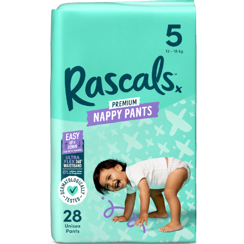 Rascals Premium Nappy Pants Unisex Size 5 13-18kg Walker