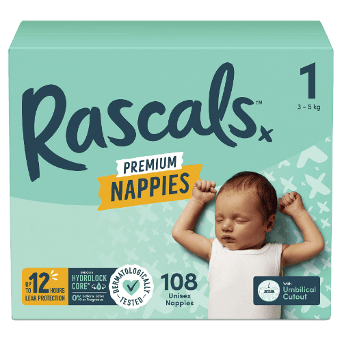 Rascals Premium Nappies Unisex 3-5kg Newborn