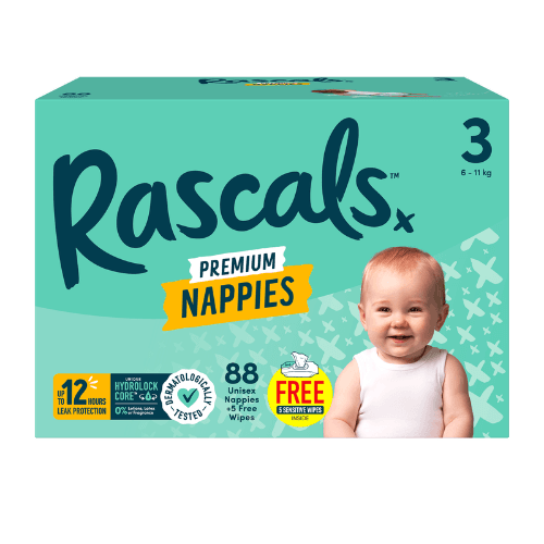 Rascals Premium Nappies Unisex Size 3 6-11kg Crawler