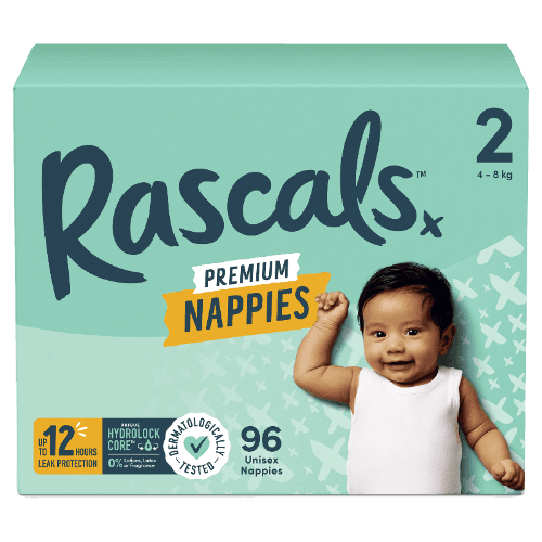 Rascals Premium Nappies Unisex Size 2 4-8kg Infant