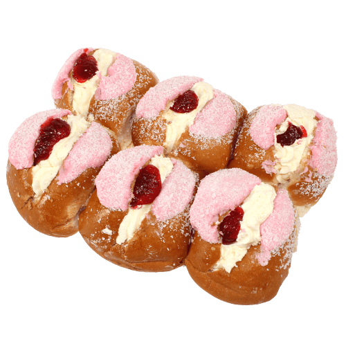 Iced Coconut Mock Creme Raspberry Buns 6 pack
