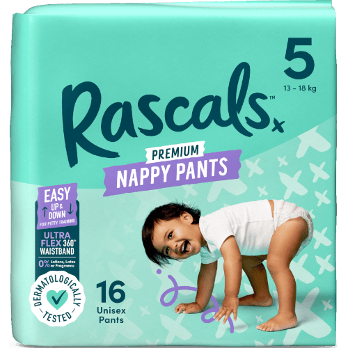 Rascals Premium Nappy Pants Unisex Size 5 13-18kg Walker