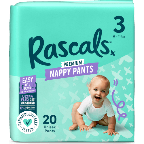 Rascal and Friends Premium Nappy Pants Unisex Size 3 6-11kg Crawler