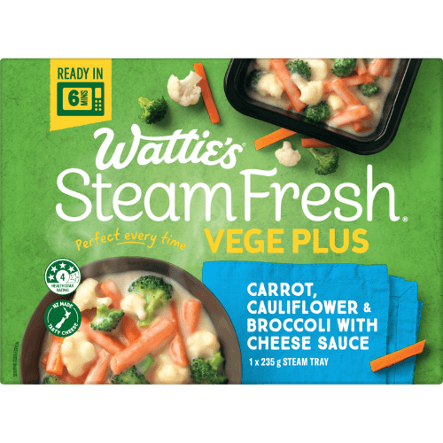 Wattie's Steam Fresh Carrot Cauliflower & Broccoli With Cheese Sauce Vege Plus